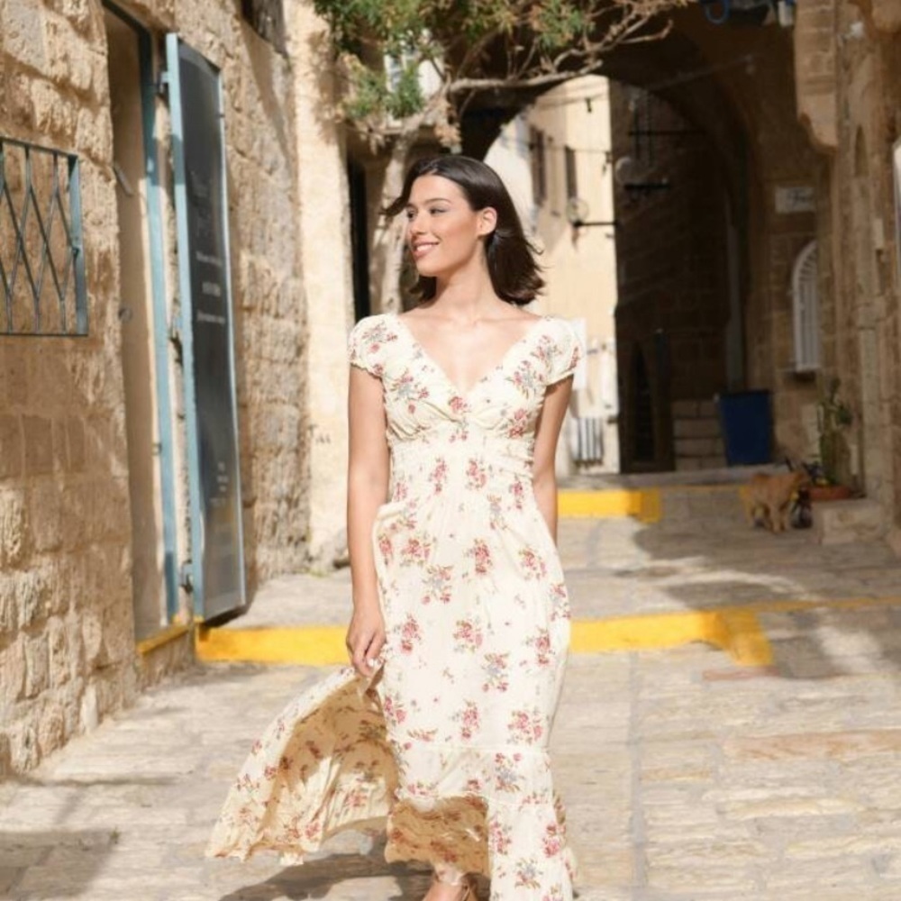 AMAYA Romantic Long Floral Cotton Dress S/M - Picture 3 of 16
